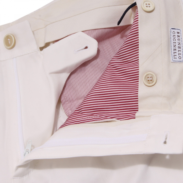 4482W pantalone uomo BRUNELLO CUCINELLI white cotton trouser man