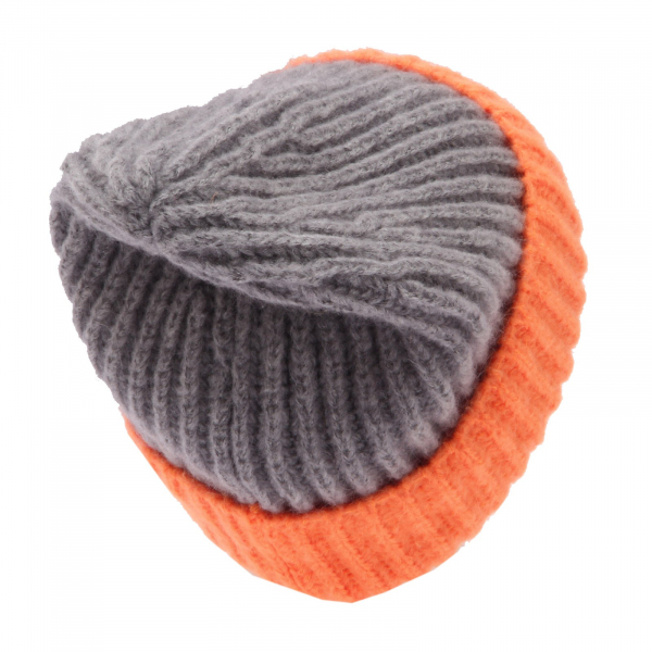 4492AG cuffia donna KONTATTO grey/orange wool blend beanie hat woman