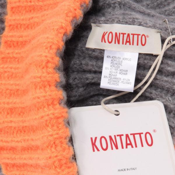4492AG cuffia donna KONTATTO grey/orange wool blend beanie hat woman