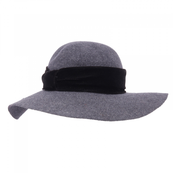 4547AG cappello a tesa larga donna NO BRAND grey/black wool wide brim hat woman
