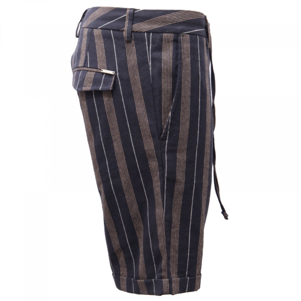 4551AF bermuda uomo GAUDI' blue striped cotton blend shorts man