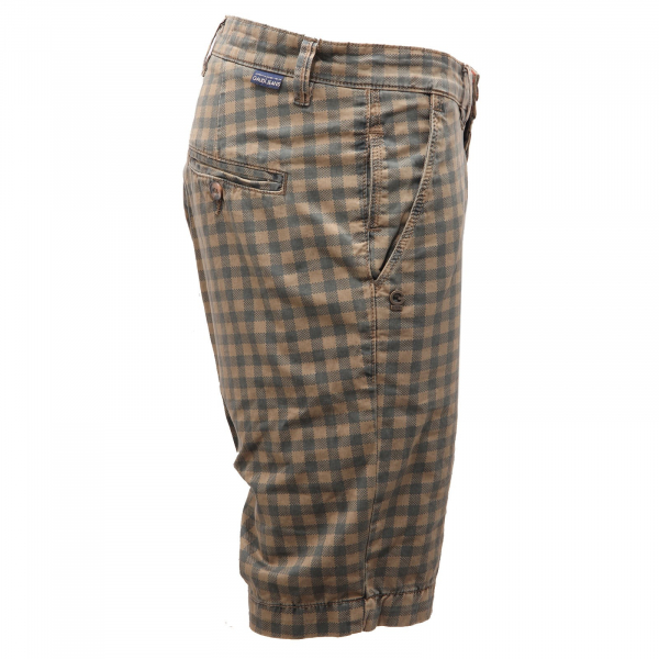 4555AF bermuda uomo GAUDI' green checked cotton shorts man