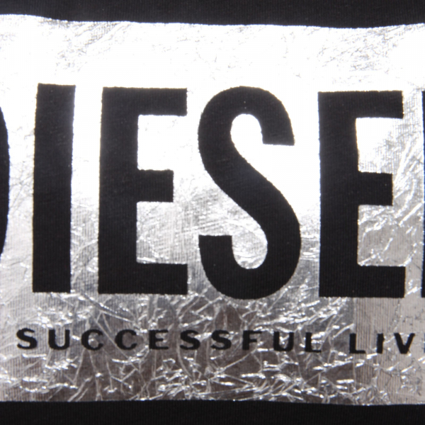 4655AC maglia bimba girl DIESEL silver foil/black cotton t-shirt