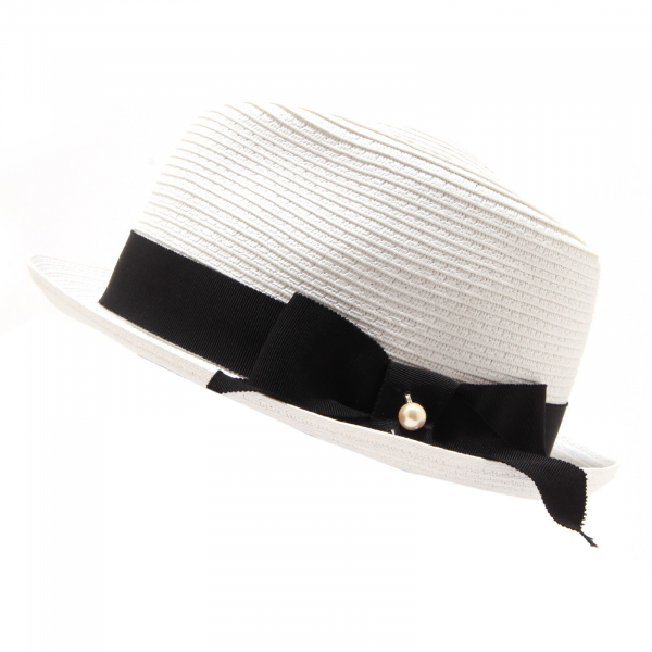 4707T cappello bimba LANVIN paglia bianco/nero hat kid