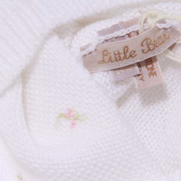 4720X cappello bimba girl LITTLE BEAR white cotton embroidered hat