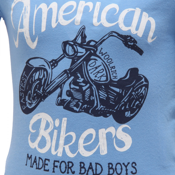 4737S maglia bimbo WOOLRICH AMERICAN BIKERS azzurro t-shirt kid