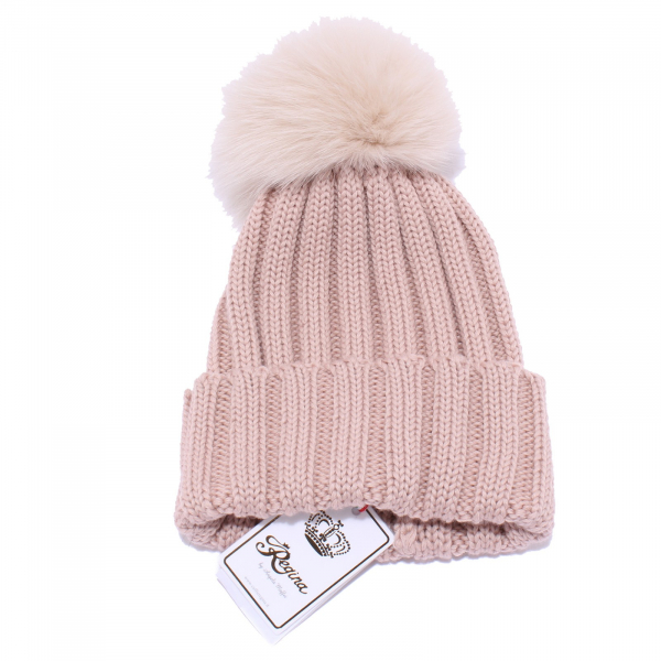 4865Y cuffia bimba girl REGINA BY ANGELA MAFFEI pink powder wool hat
