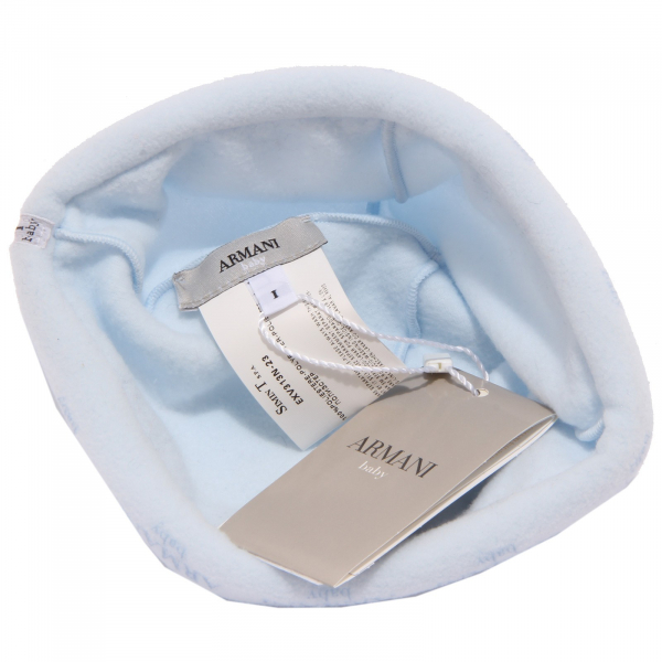 4866T cappello bimbo ARMANI BABY pile azzurro cuffia hat baby