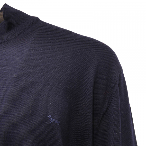 5018AP maglione uomo HARMONT&BLAINE man wool mid-zip sweater blue