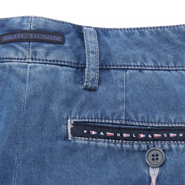 5076AE bermuda uomo PAUL & SHARK  BLUE DENIM light stretch short man