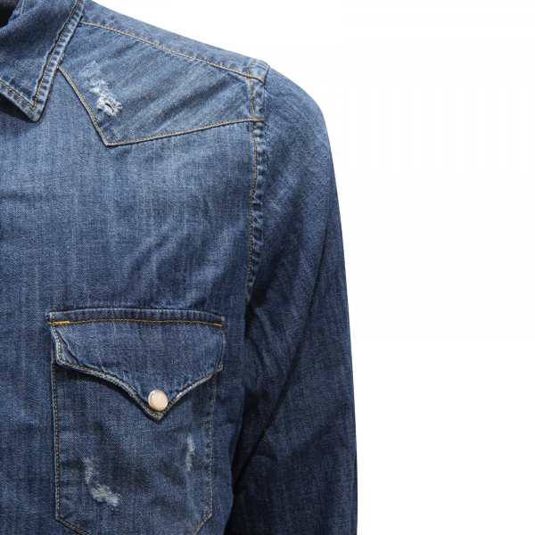 5091AZ CAMICIA UOMO PORTOFIORI MAN DISTRESSED DENIM SHIRT