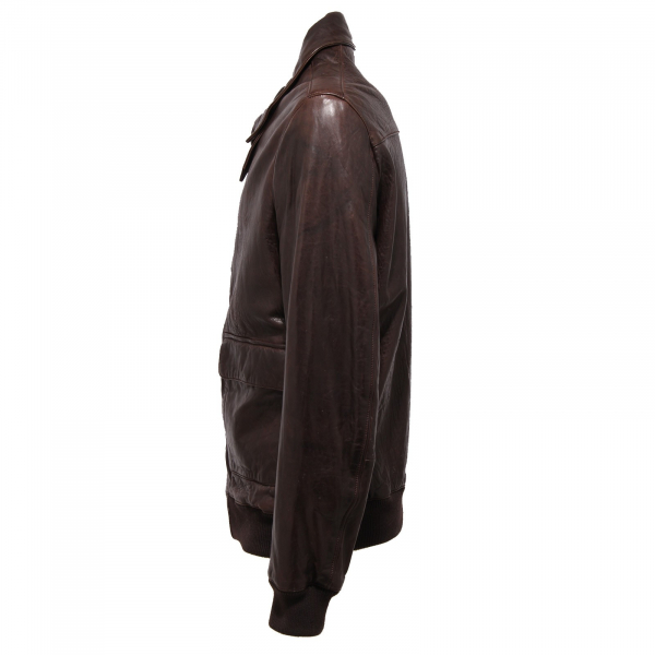 5144J giubbotto uomo OFFICINA36 dark brown vintage leather jacket man