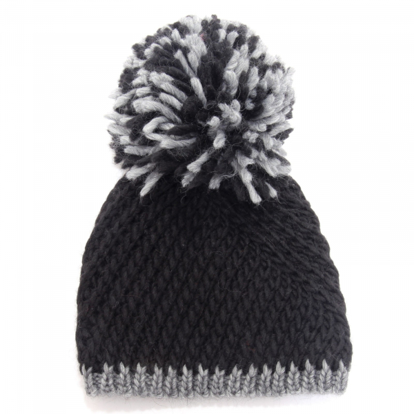 5180AG cuffia bimba girl ALPACA black/grey wool blend beanie hat kids