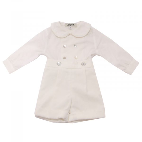 5252AE completo bimbo boy PAIO CRIPPA white velvet 3 pieces suit kids