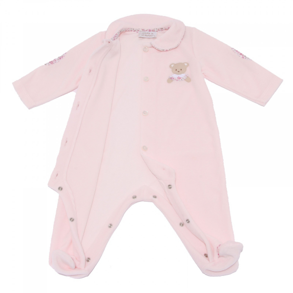 5280AA tutina ciniglia bimba GIRL COMME SI COMME CA pink chenille romper