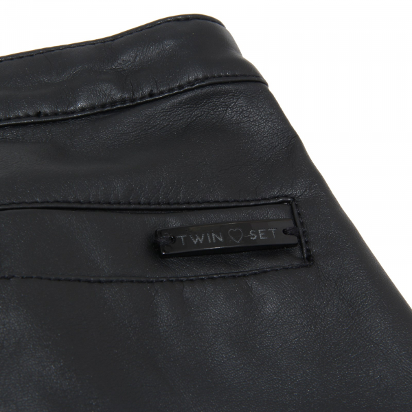 5292M pantaloni bimba neri TWIN-SET SIMONA BARBIERI ecopelle kids pants trousers