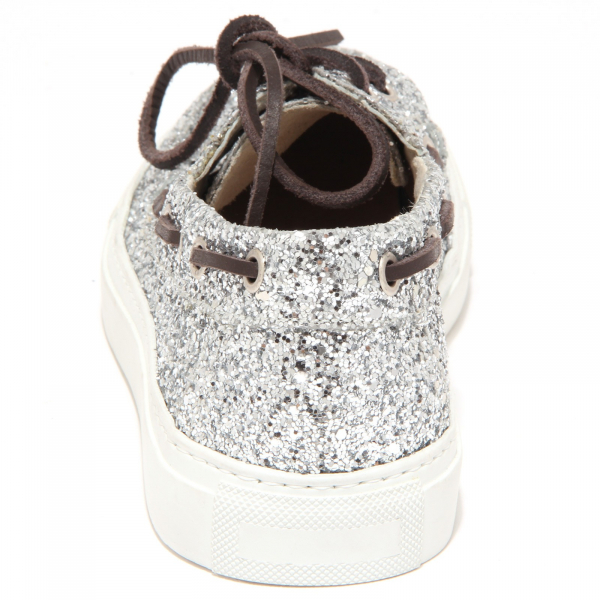 5378O mocassino donna P448 argento shoe woman glitter