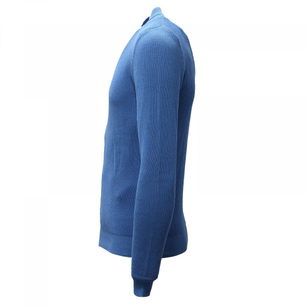 5393AD cardigan uomo ELEVENTY azure cotton fullzip sweater man