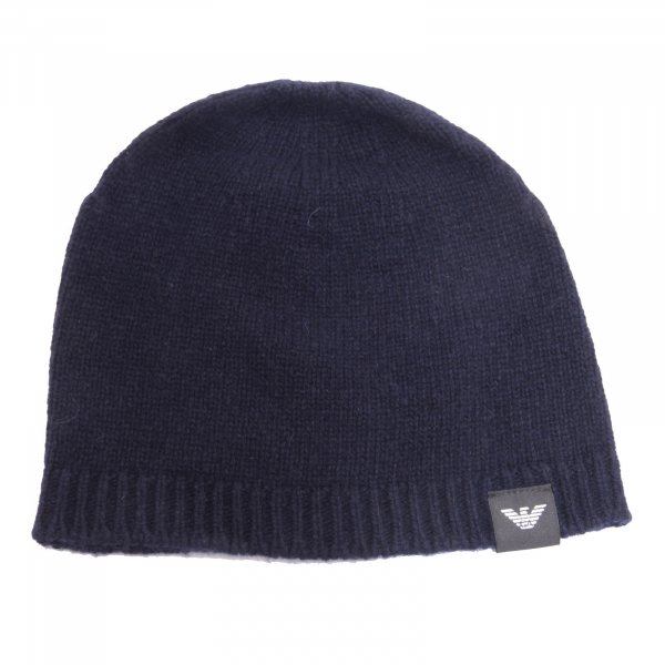 5438AG cuffia uomo EMPORIO ARMANI blue cashmere beanie hat man