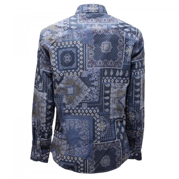 5515AI camicia uomo BASTONCINO man cotton shirt blue/green