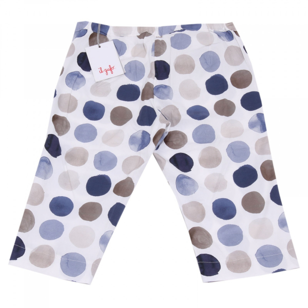 5520AB bermuda bimba GIRL IL GUFO white/blue/grey pois shorts kid