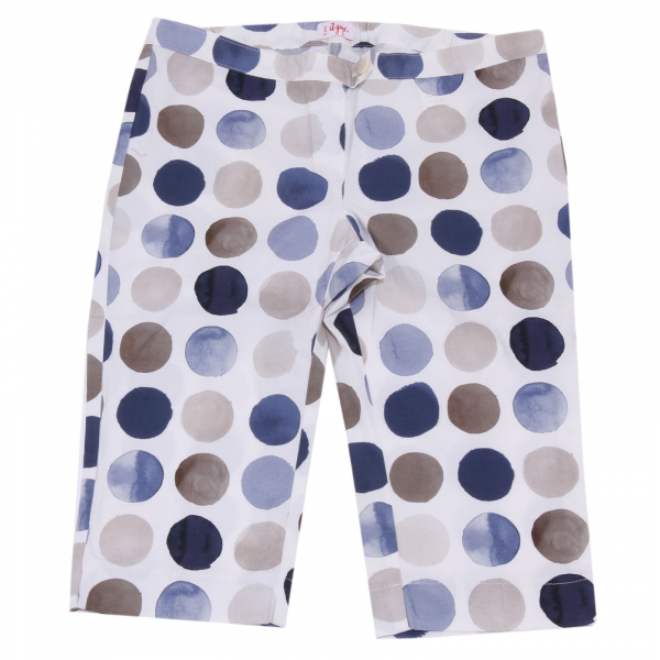 5520AB bermuda bimba GIRL IL GUFO white/blue/grey pois shorts kid