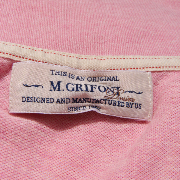 5521AC polo uomo M.GRIFONI DENIM flamed fabric pink cotton polo t-shirt men