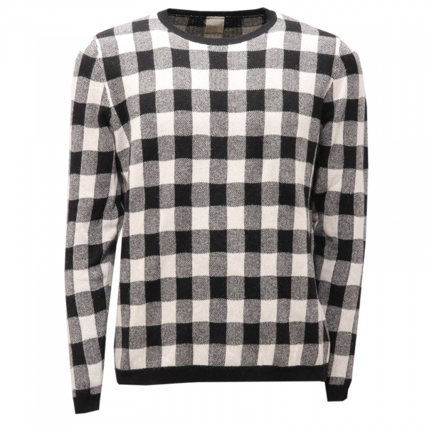 5537AF maglione uomo KAOS black/white wool blend sweater man