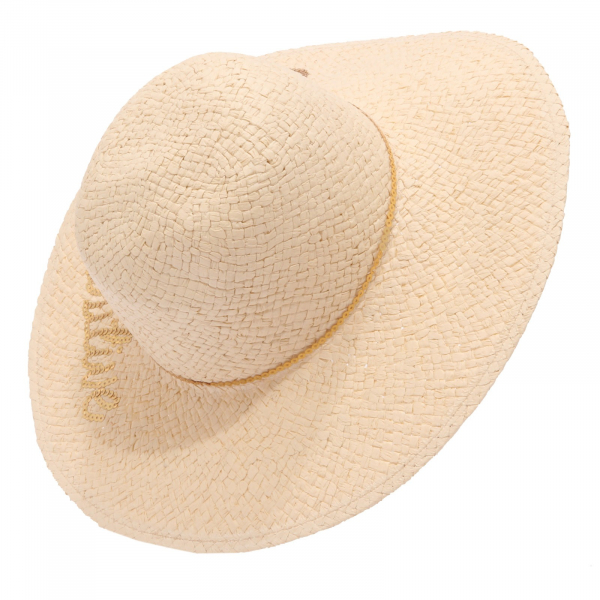 5555AG cappello paglia donna HAT YOU beige gold paillettes hat woman