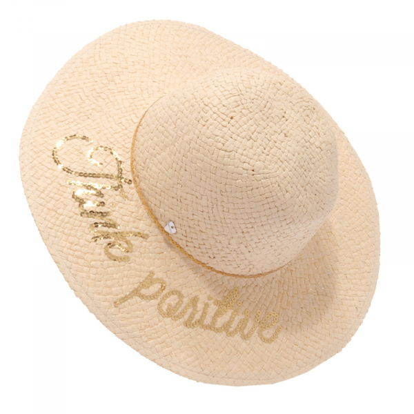 5555AG cappello paglia donna HAT YOU beige gold paillettes hat woman