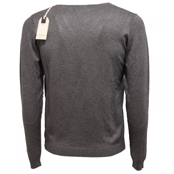 5555K maglione uomo FRED MELLO grey garment dyed sweater man