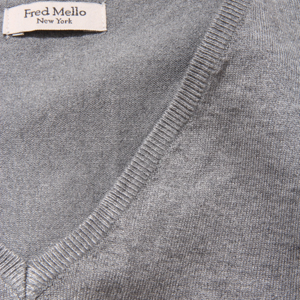 5560K maglione uomo FRED MELLO grey garment dyed sweater man