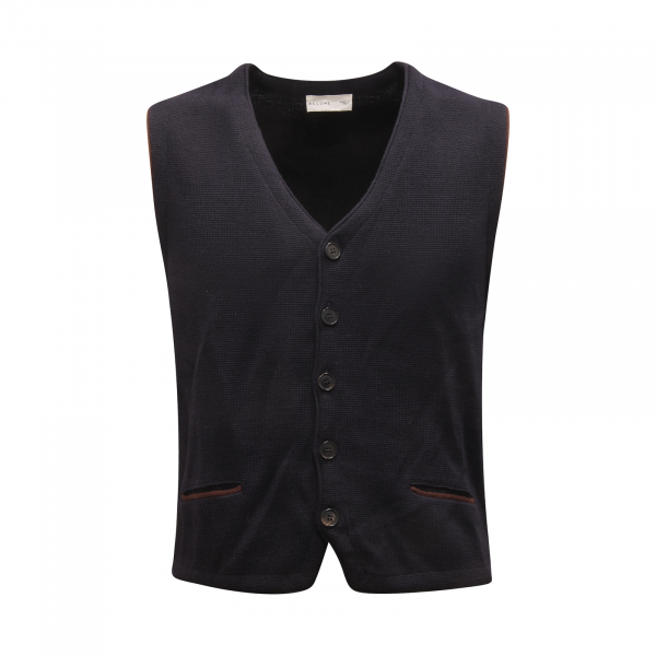 5568AZ GILET UOMO BECOME MAN WOOL SLEEVELESS SWEATER BLUE