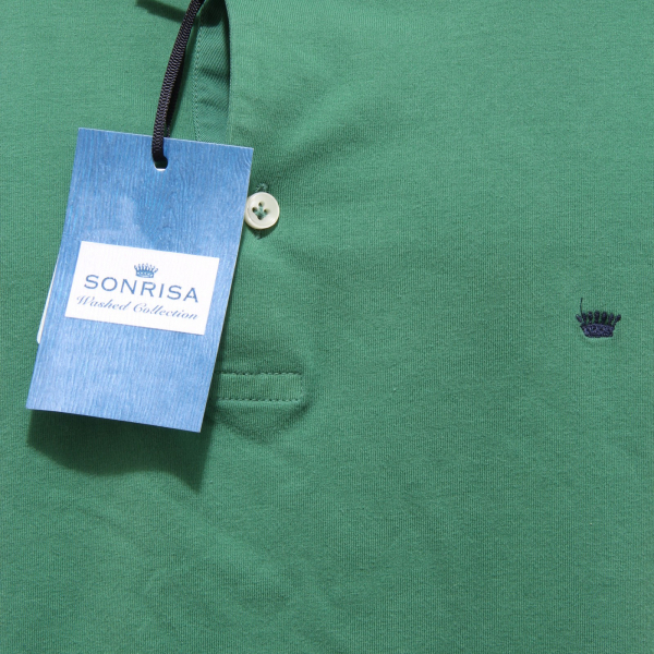 5663U  polo uomo SONRISA WASHED COLLECTION green polo t-shirt men
