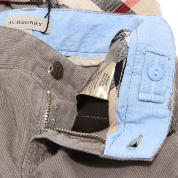 5683M pantaloni cargo bimbo BURBERRY velluto tortora kids pants trousers