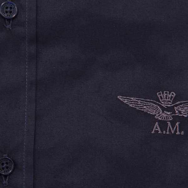 5748AE camicia uomo AERONAUTICA MILITARE cotton blue embroidered logo shirt man