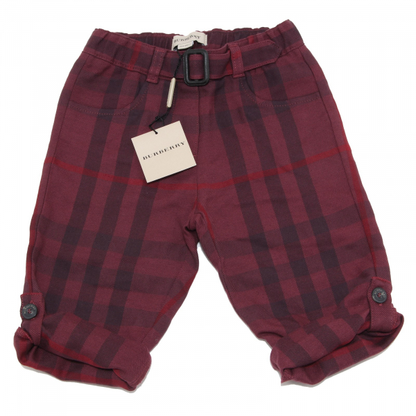 5749M pantaloni viola bimba BURBERRY check cotone lana kids pants trousers
