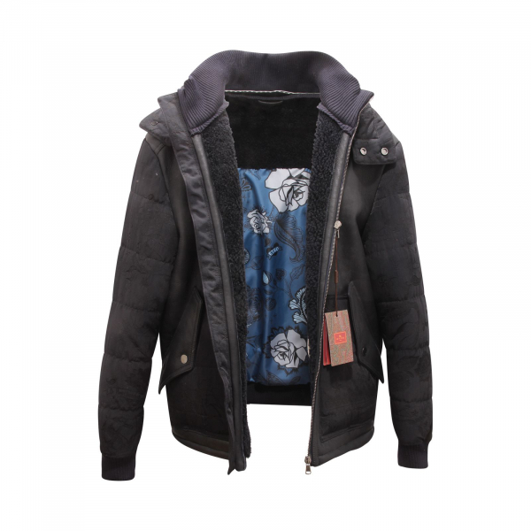 5794AZ GIUBBOTTO MONTONE UOMO ETRO MAN SHEARLING JACKET BLACK/BLUE