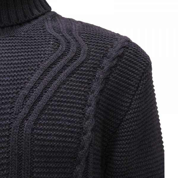 5860AR dolcevita uomo IMPERIAL man wool blend turtleneck blue