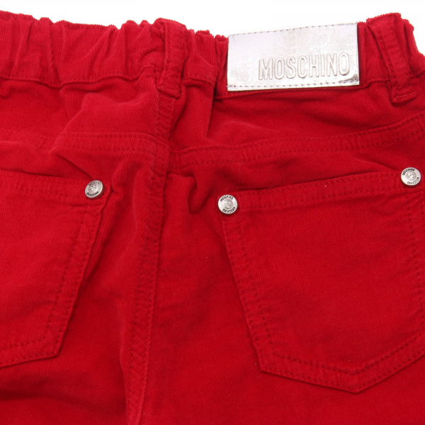 5912AE pantalone bimba girl MOSCHINO red corduroy cotton trousers kids