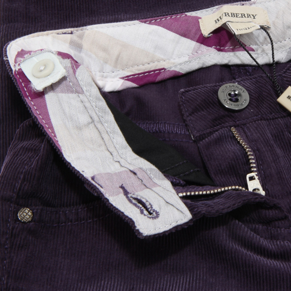 6008M pantaloni viola bimba BURBERRY BABY velluto kids children pants trousers
