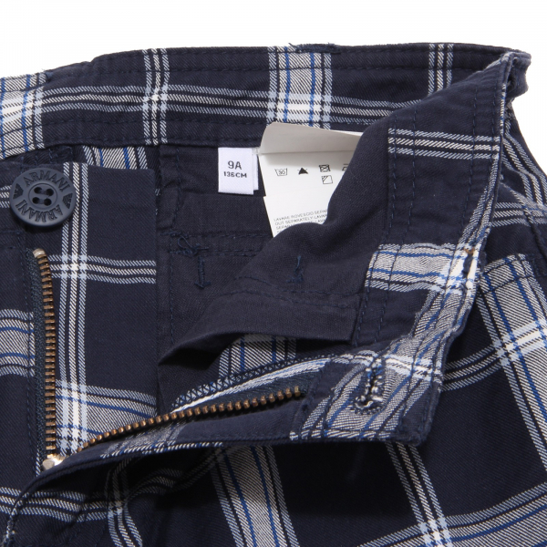 6057O bermuda quadri blu bimbo ARMANI JUNIOR trousers shorts kids