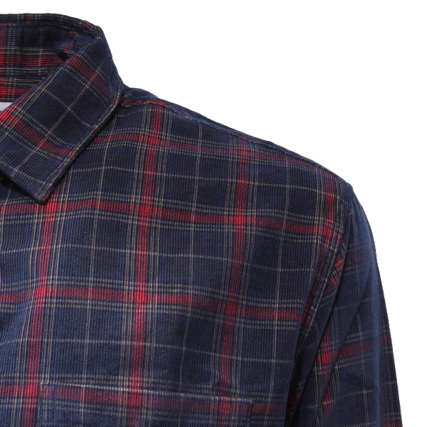 6063AP camicia uomo SELECTED man velvet shirt blue