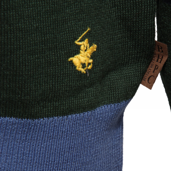 6067K maglione uomo BEVERLY HILLS POLO CLUB blue/green mix wool sweater man