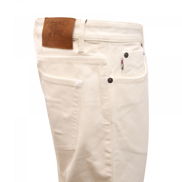 JEANS UOMO BURBERRY MAN DENIM TROUSERS OFF WHITE