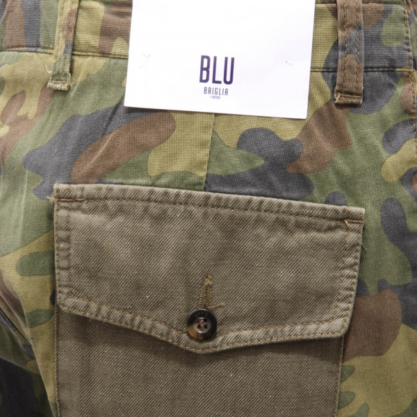 6239AH bermuda uomo BLU BRIGLIA green camouflage cotton shorts man