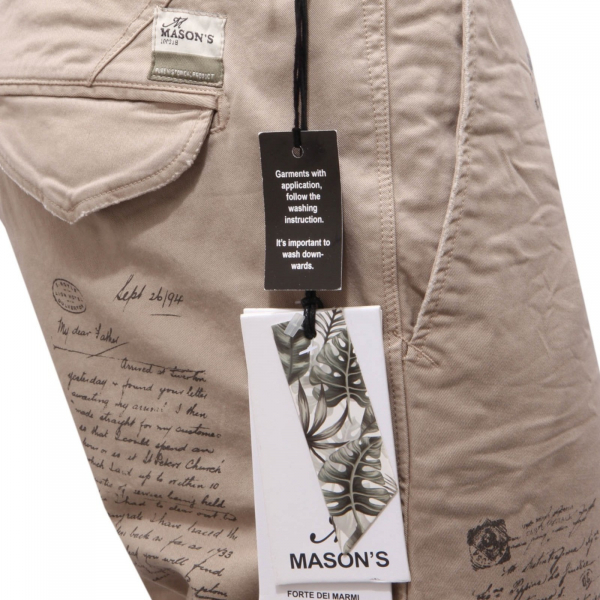 6386AH pantalone uomo MASON'S beige printed cotton extra slim trouser man