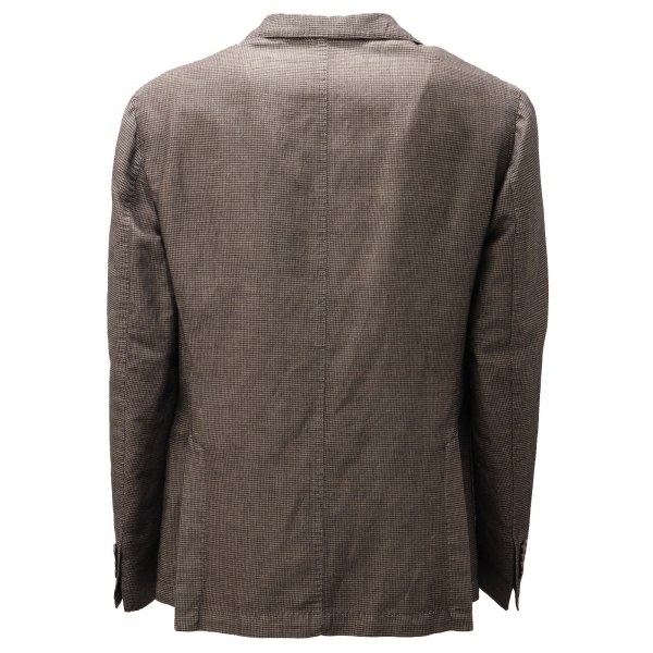 6387AD giacca uomo L.B.M. 1911 brown textured fabric linen jacket man