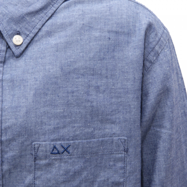6502AO camicia bimbo SUN 68 boy kid cotton/linen shirt blue