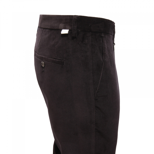 6565AV PANTALONE VELLUTO UOMO PAOLO PECORA MAN VELVET TROUSERS BLACK
